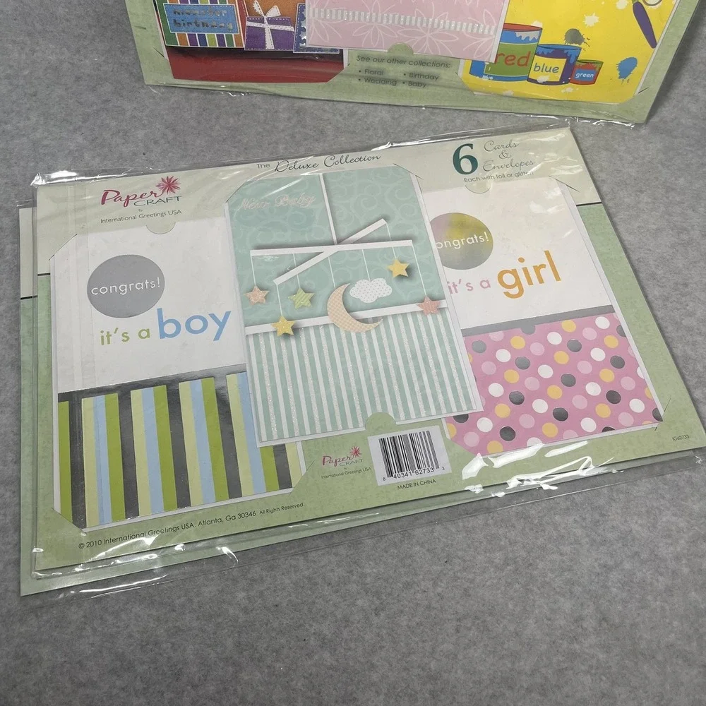 Papercraft Card Set Deluxe 6 Packs‎ Birthday Thank You Baby Floral Foil Lot of 3